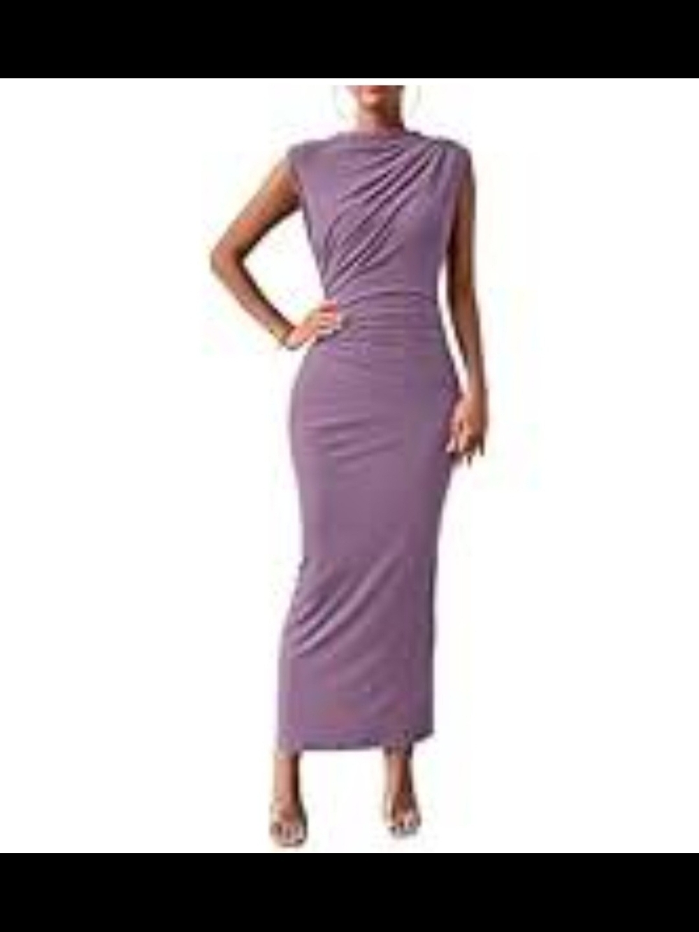 Nicole Miller Lilac Sleeveless Ruched Maxi Dress